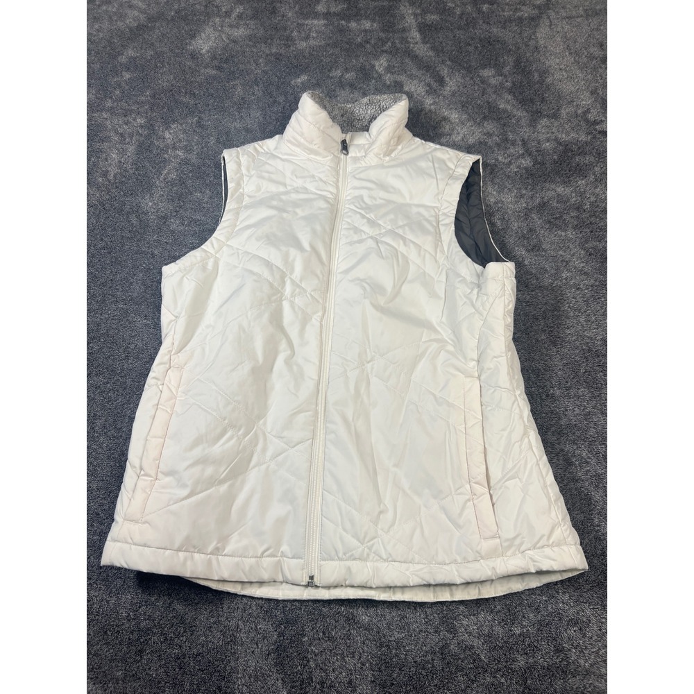 Columbia Womens White Quilted Full Zip Fleece Lined Puffer Vest Large